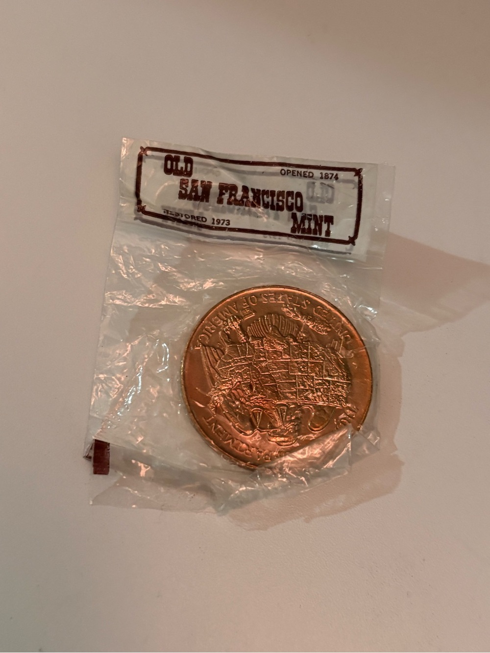 Old San Francisco Mint Souvenir Coin - Copper Tone